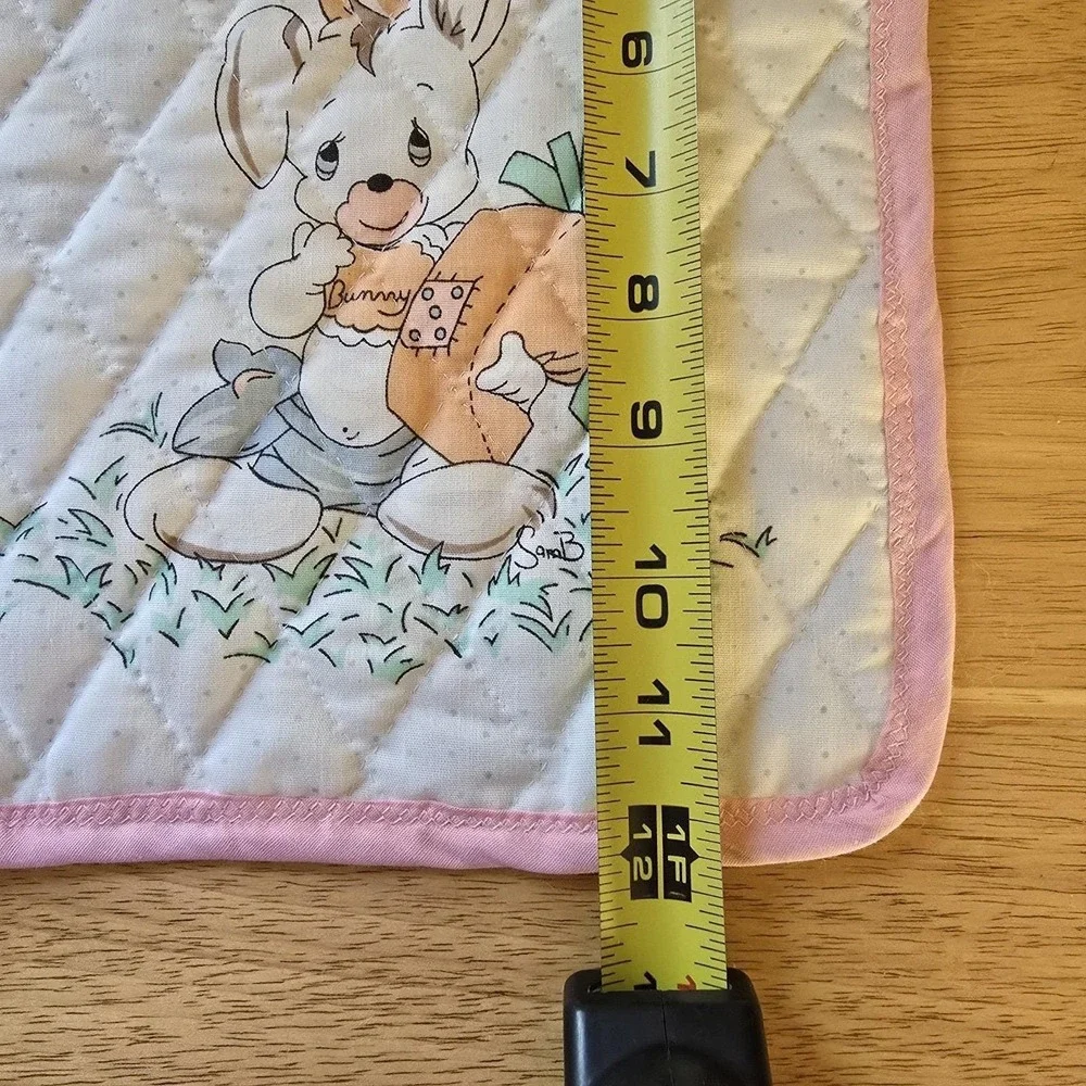 Baby Bib Bunny Quilted Cotton, Precious Moments Fabric Vintage NWOT Handmade